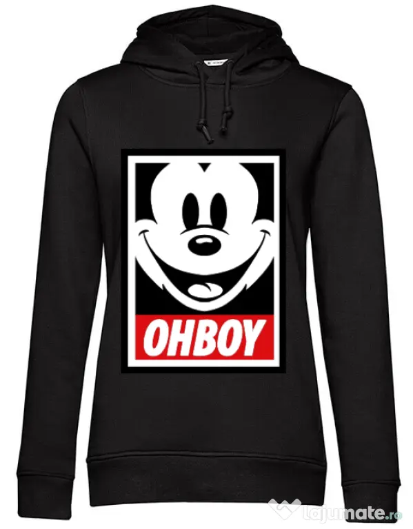 Hoodie dama cu gluga Oh boy Negru