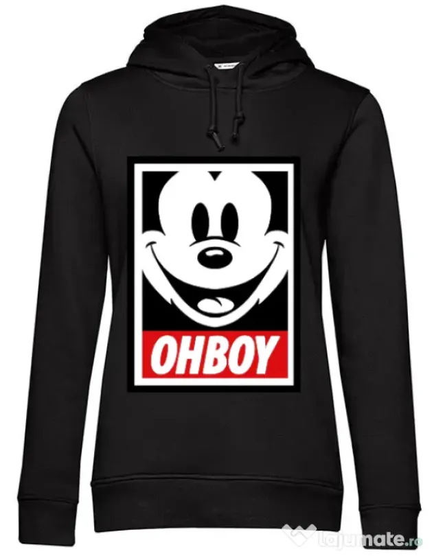 Hoodie dama cu gluga Oh boy Negru