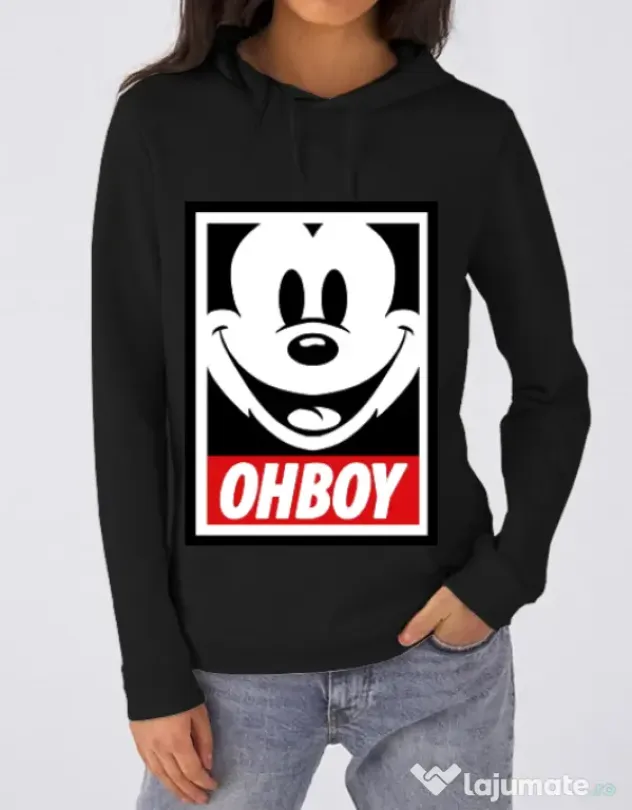 Hoodie dama cu gluga Oh boy Negru