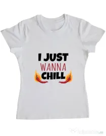 Tricou ADLER dama I just wanna chill Alb