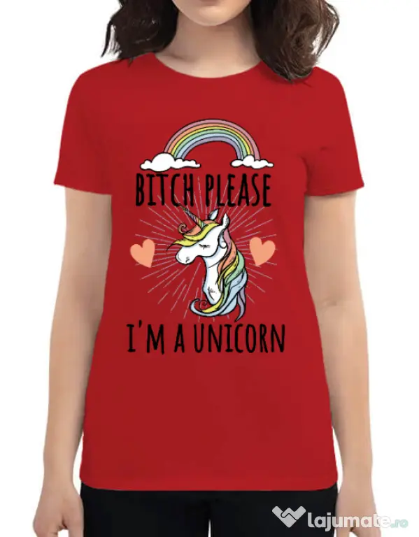 Tricou ADLER dama Bitch Please Rosu