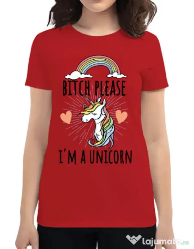 Tricou ADLER dama Bitch Please Rosu