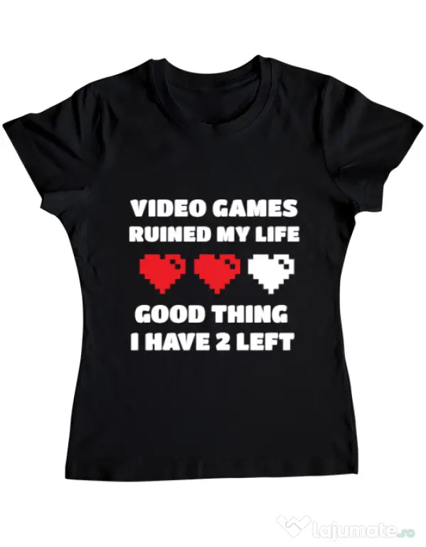Tricou ADLER dama Video games ruined my life Negru