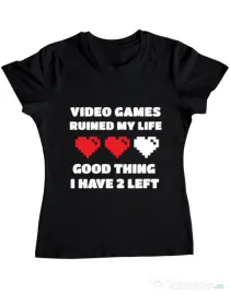 Tricou ADLER dama Video games ruined my life Negru