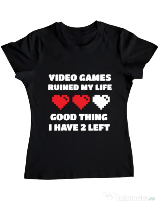 Tricou ADLER dama Video games ruined my life Negru