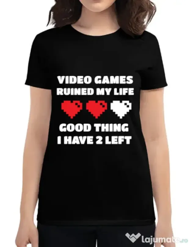 Tricou ADLER dama Video games ruined my life Negru