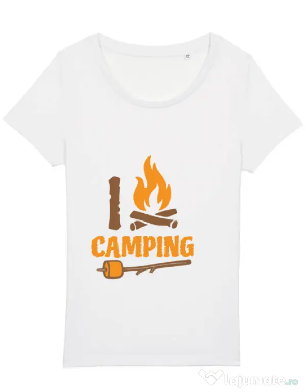 Tricou STANLEY STELLA dama I love Camping Alb