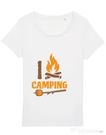 Tricou STANLEY STELLA dama I love Camping Alb