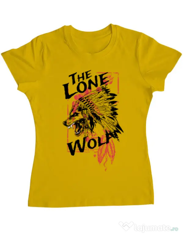 Tricou ADLER dama The lone wolf Galben