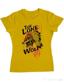 Tricou ADLER dama The lone wolf Galben