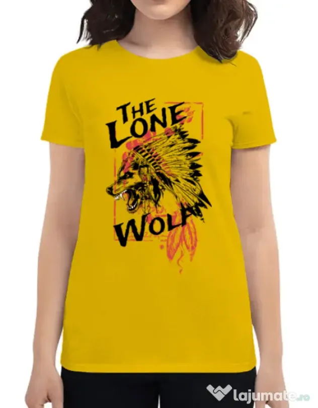 Tricou ADLER dama The lone wolf Galben