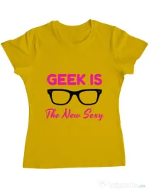 Tricou ADLER dama Geek is the new sexy Galben