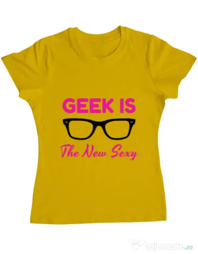 Tricou ADLER dama Geek is the new sexy Galben