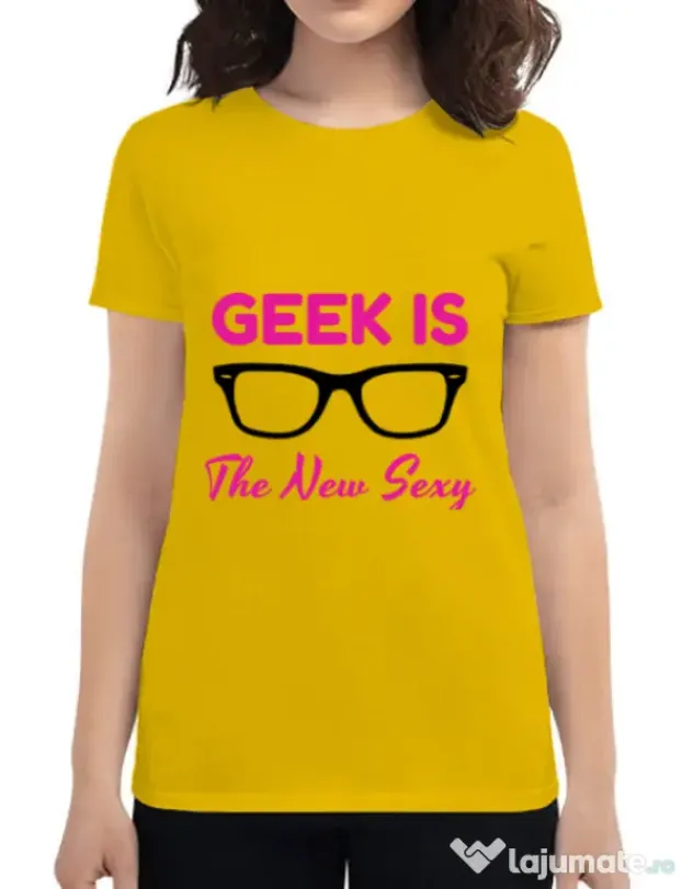 Tricou ADLER dama Geek is the new sexy Galben