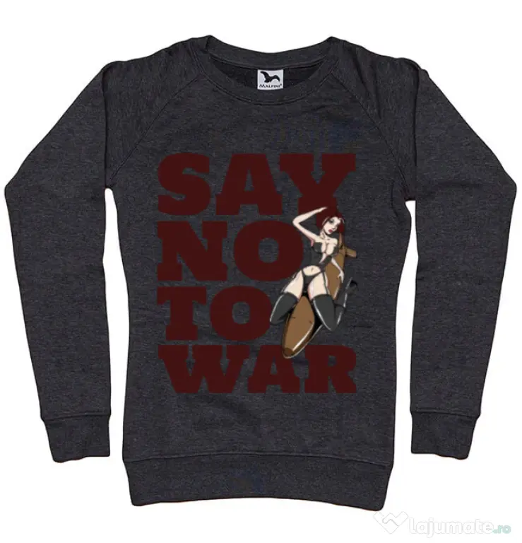 Bluza ADLER dama Say no to war Negru melanj