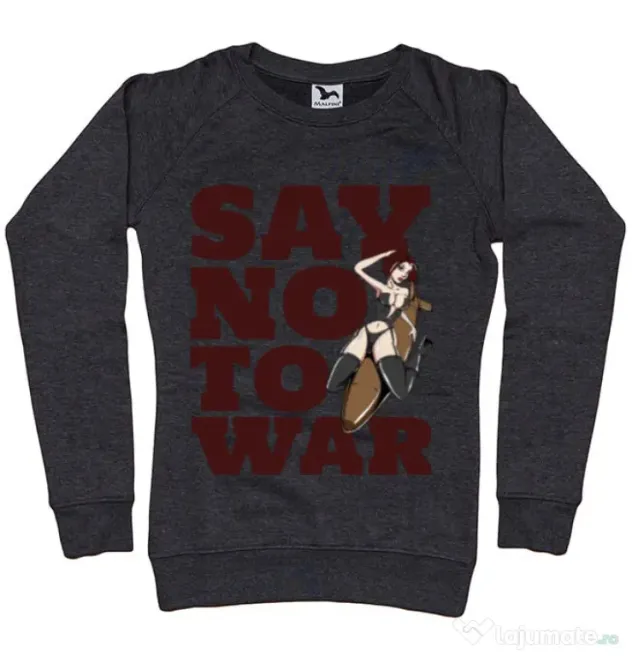 Bluza ADLER dama Say no to war Negru melanj