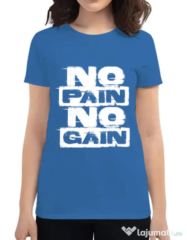 Tricou ADLER dama No pain, no gain Albastru azuriu