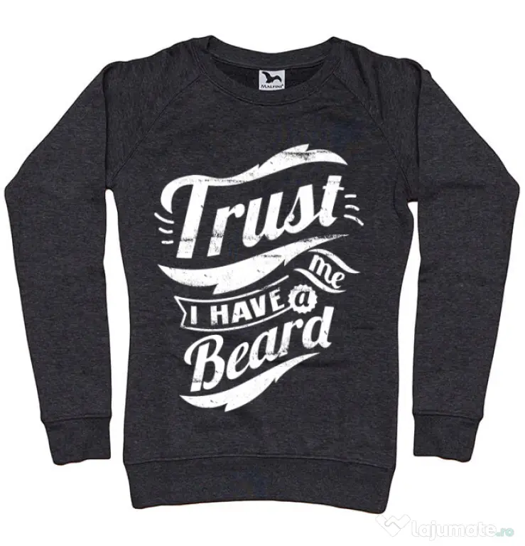 Bluza ADLER dama Trust me, I have a beard Negru melanj