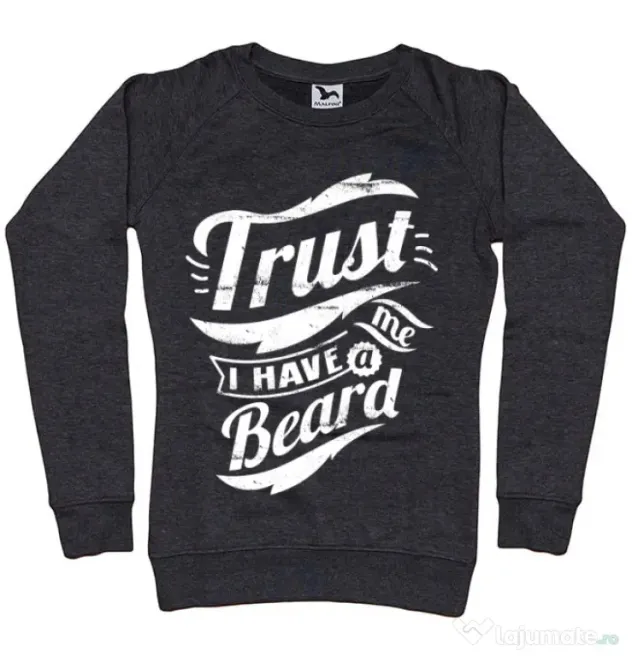 Bluza ADLER dama Trust me, I have a beard Negru melanj