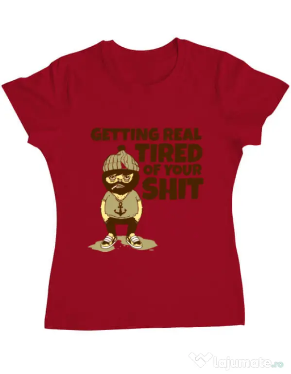 Tricou ADLER dama Tired of your shit Rosu