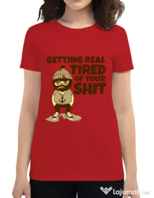 Tricou ADLER dama Tired of your shit Rosu