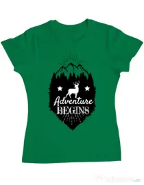 Tricou ADLER dama Adventure Begins Verde mediu