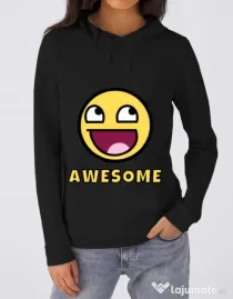 Hoodie dama cu gluga Awesome Negru