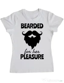 Tricou ADLER dama Bearded for her pleasure Alb