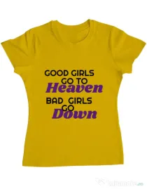 Tricou ADLER dama Bad girls go down Galben