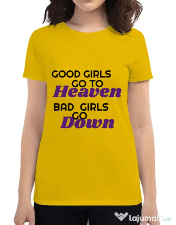 Tricou ADLER dama Bad girls go down Galben
