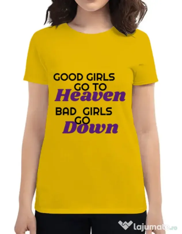 Tricou ADLER dama Bad girls go down Galben