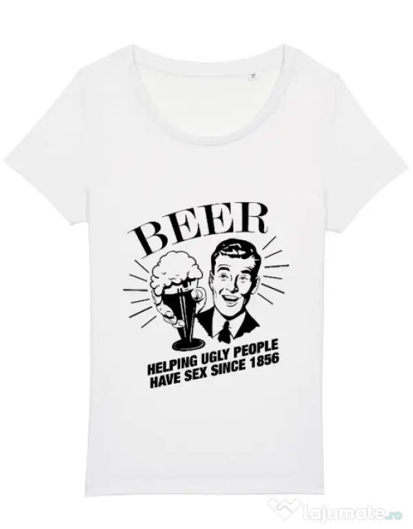 Tricou STANLEY STELLA dama Helping beer Alb