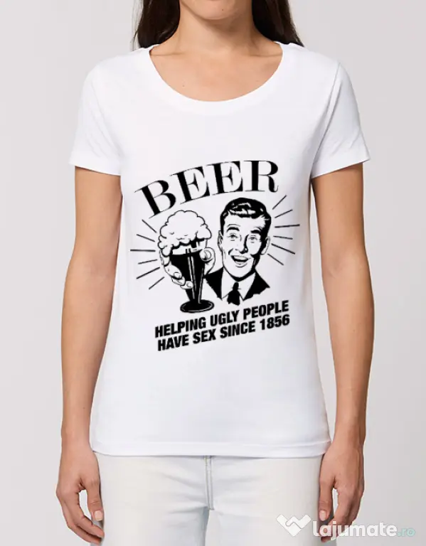 Tricou STANLEY STELLA dama Helping beer Alb