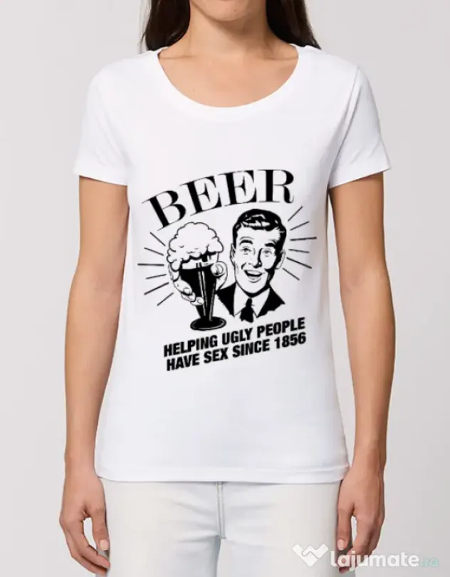 Tricou STANLEY STELLA dama Helping beer Alb