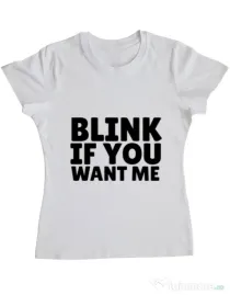 Tricou ADLER dama Blink if you want me Alb