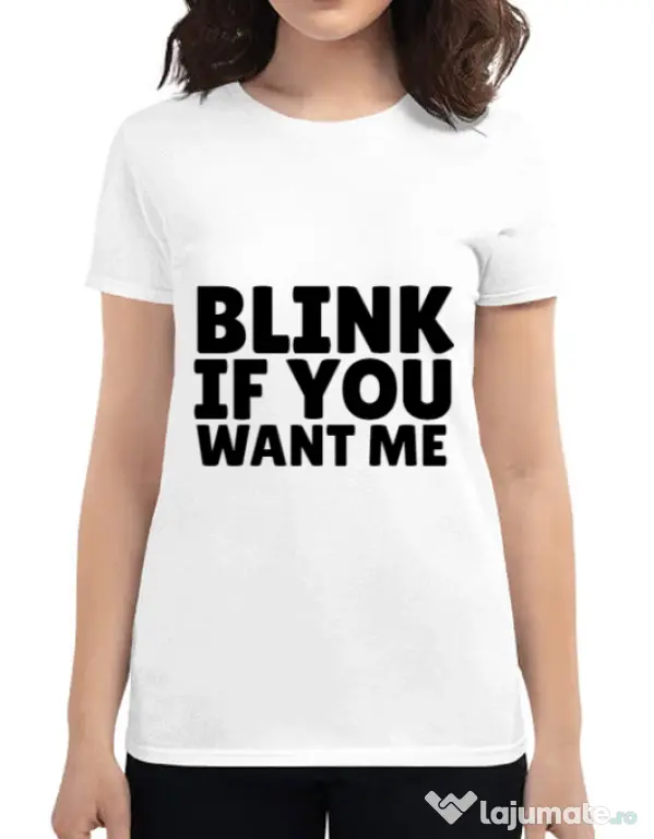 Tricou ADLER dama Blink if you want me Alb