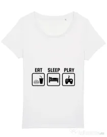 Tricou STANLEY STELLA dama Eat sleep play Alb