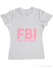Tricou ADLER dama Funky baby inside Alb