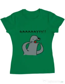 Tricou ADLER dama Funny seal Verde mediu