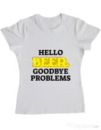 Tricou ADLER dama Hello beer Alb