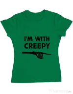 Tricou ADLER dama I'm with creepy Verde mediu