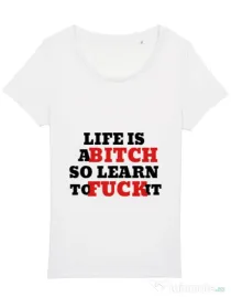 Tricou STANLEY STELLA dama Life is a bitch Alb