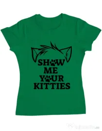 Tricou ADLER dama Show me your kitties Verde mediu