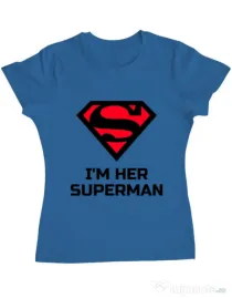 Tricou ADLER dama I'm her Superman Albastru azuriu