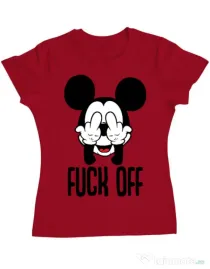 Tricou ADLER dama Fuck off Rosu