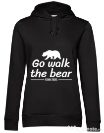 Hoodie dama cu gluga Go walk the bear Negru
