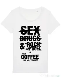 Tricou STANLEY STELLA dama Just coffee for me Alb