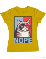 Tricou ADLER dama Grumpy cat Nope Galben