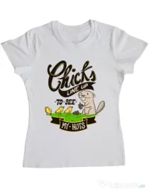 Tricou ADLER dama See my nuts Alb