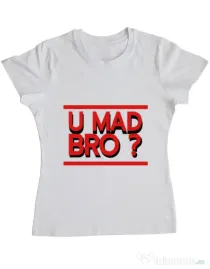 Tricou ADLER dama U mad bro? Alb
